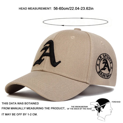 Unisex Gothic Letter A Embroidery Baseball Caps Spring And Autumn Outdoor Adjustable Casual Hats Sunscreen Hat