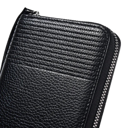 New Color Men`s Long Wallet For Men Rfid Blocking Clutch Organizer Zipper Leather Business Id Credit Card Holder Purse 2024 New