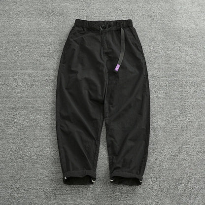 Summer thin casual pants men's straight straight tube loose conical overalls all cotton wash re-engraved purple mark daddy pants