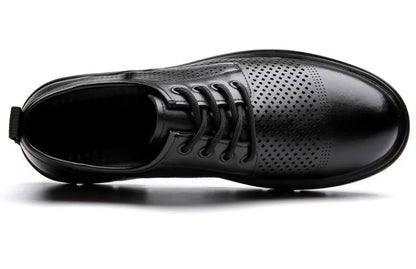 Men's Soft Leather Sandals Business British Style Perforated Breathable Non-Slip Suit Wedding Dress Shoes Summer