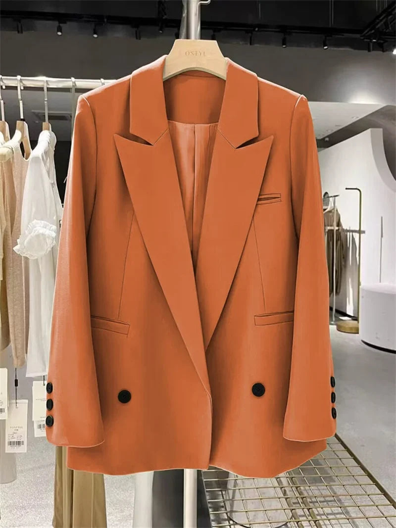 New Women Elegant Straight Suit Jacket Casual Office Lady Blazer High-end Clothes Spring Autumn Cardigan Jacket Female Outerwear