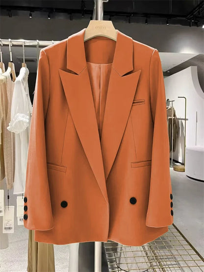 New Women Elegant Straight Suit Jacket Casual Office Lady Blazer High-end Clothes Spring Autumn Cardigan Jacket Female Outerwear