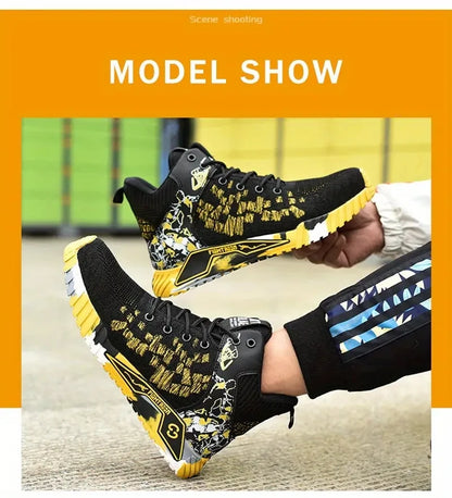 High Top Protective Safety Shoes Men Steel Toe Work Shoes Men Women Work Safety Boots Anti Smash Safety Indestructible WorkBoots