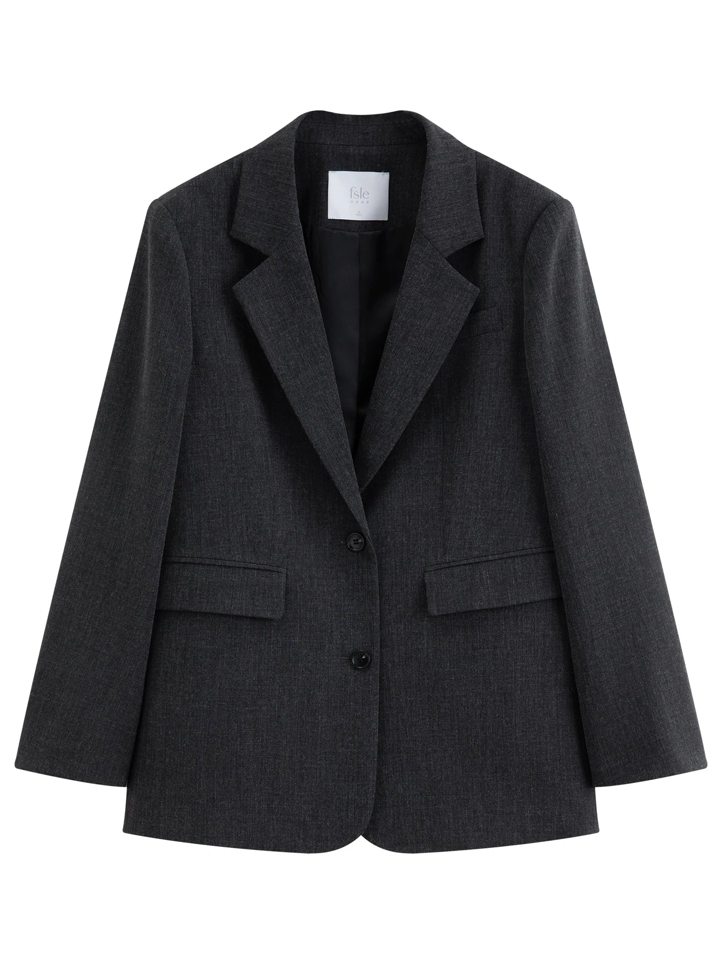 Retro-style Commuter Color-blocked Turn-up Cuff Blazer for Women 2026 Autumn New Style Single-breasted Coat Solid