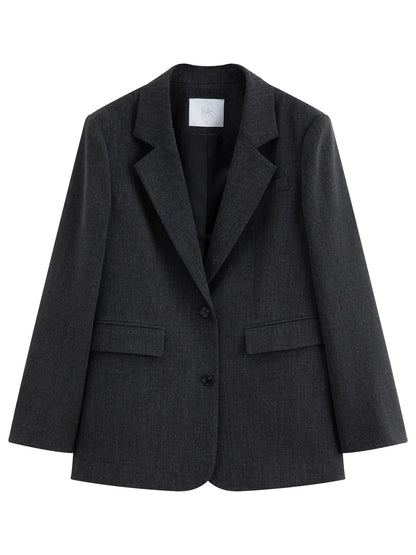 Retro-style Commuter Color-blocked Turn-up Cuff Blazer for Women 2026 Autumn New Style Single-breasted Coat Solid