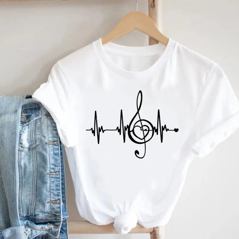 Women's Geometric Floral Print European and American Clothing Short Sleeve T-shirt Women Clothes  Tops  Harajuku
