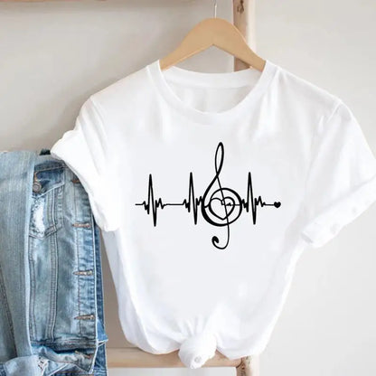 Women's Geometric Floral Print European and American Clothing Short Sleeve T-shirt Women Clothes  Tops  Harajuku