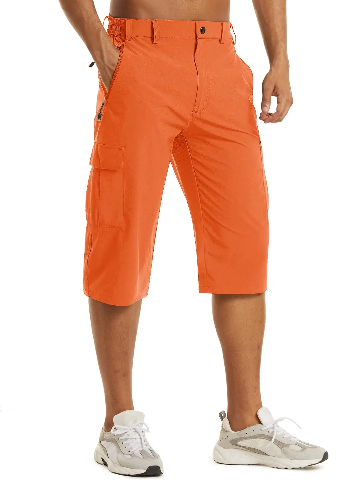 Below Knee Length 3/4 Long Shorts Men's Outdoor Capri Pants Multi Pocket Summer Twill Work Cargo Pants Man