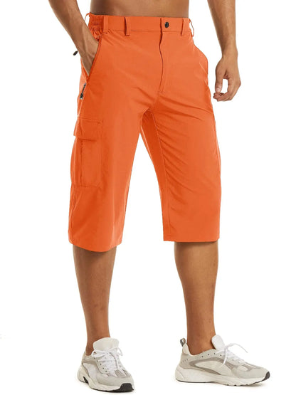 Below Knee Length 3/4 Long Shorts Men's Outdoor Capri Pants Multi Pocket Summer Twill Work Cargo Pants Man