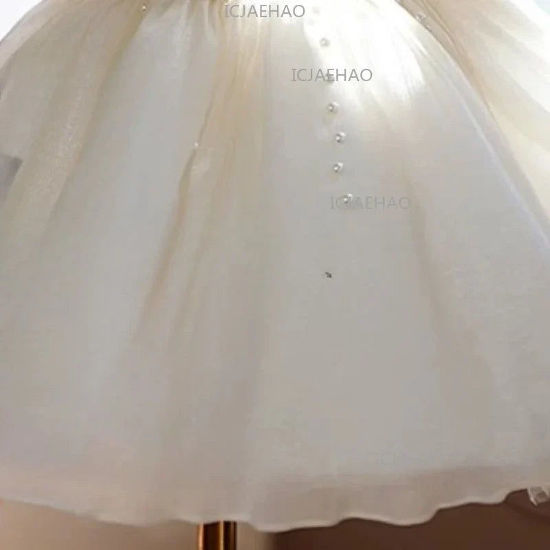 Children Girls Birthday Flower Girl Wedding Little Gown Kids Formal Champagne Host Piano Performance Princess Summer Costume