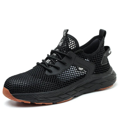 summer safety shoes men breathable mesh work shoes with a steel toe industrial anti-slip work shoes light sneakers women boots