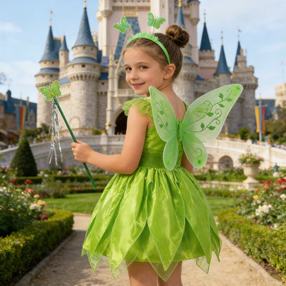 Girls Flower Fairy Dress Up Kids Princess Dress With Wings Halloween Princess Costume Elves Party Tinkerbell Tinker Bell Dress