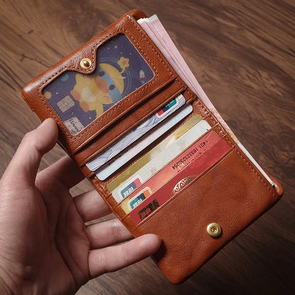 Luxury Genuine Leather Small Lightweight Bifold Wallet Men Women Money Clip Credit Card Holder with Hidden Zipper Pocket