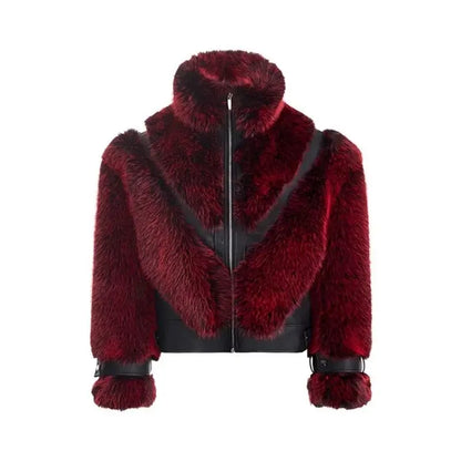 Autumn Winter Cool Handsome Thick Warm Patchwork Faux Fur Coat Men Luxury Designer Clothes Zip Up Fluffy Jacket 2025
