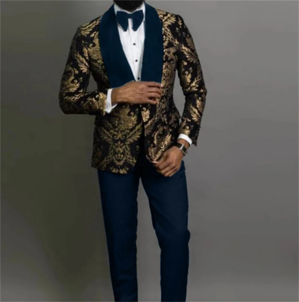 Formal Clothes Boy's Evening Dresses Boys Costume Suit Children Wedding Suit For Boys Navy Blue Floral Blazer Kids Prom Suits