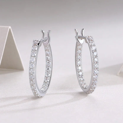 2mm D Color Moissanite Earring s925 Silver Plated 18k White Gold with GRA Certificates Wedding Hoop Earrings for Women