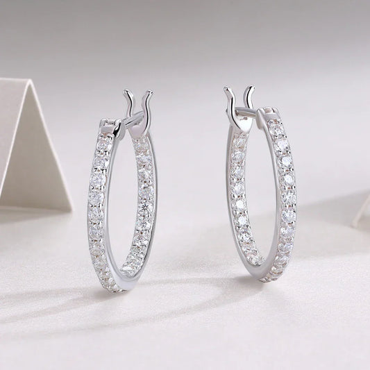 2mm D Color Moissanite Earring s925 Silver Plated 18k White Gold with GRA Certificates Wedding Hoop Earrings for Women