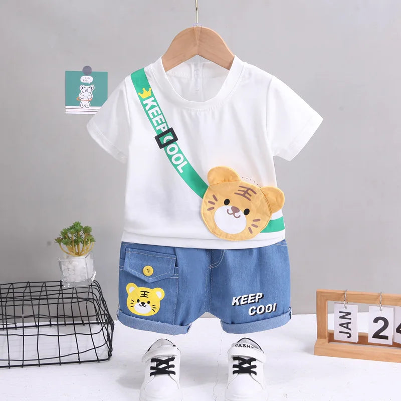 0-5Years New Baby Boys Girls Summer Clothes Sets Kids Cartoon Cotton T Shirt Shorts 2pcs/sets Children Clothing Tracksuits Set