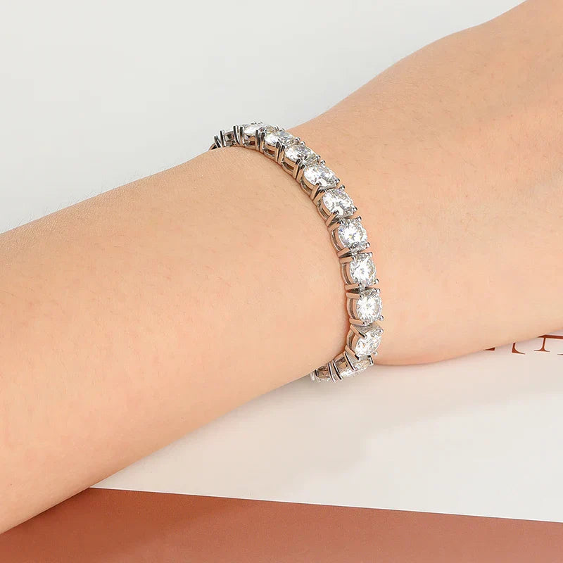 2-6.5mm Real Moissanite Tennis Bracelet for Women Christmas Gift Platinum Plated 100% 925 Sterling Silver Wedding Jewelry
