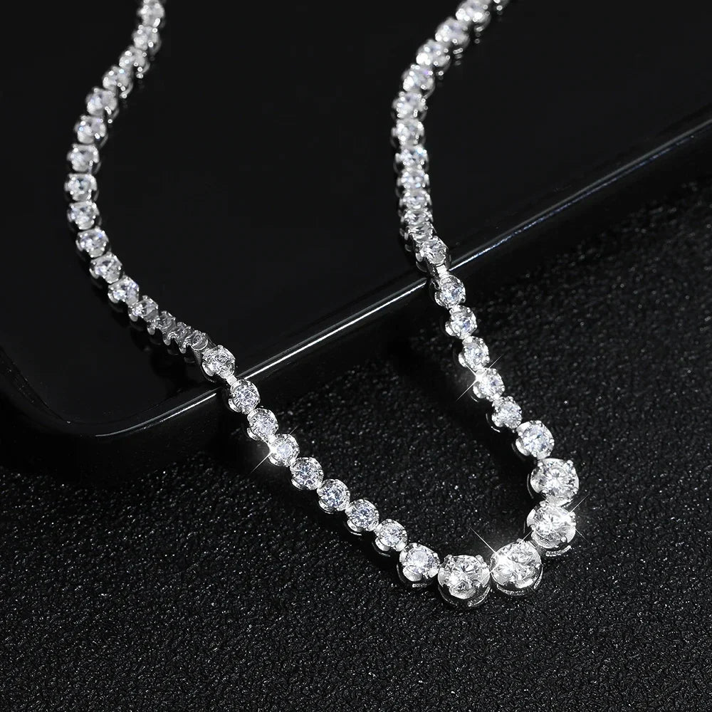 1.2CT Moissanite Tennis Necklace 925 Sterling Silver 18K Gold Plated Gradient High Carbon Diamond Necklaces for Women Adjustable