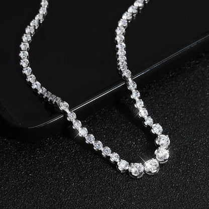 1.2CT Moissanite Tennis Necklace 925 Sterling Silver 18K Gold Plated Gradient High Carbon Diamond Necklaces for Women Adjustable