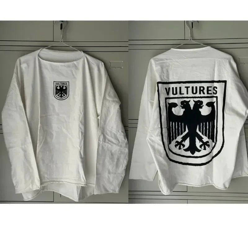 Double Eagle Head Print Vulture Sweatshirts Cotton Cutting Top Casual Loose Long Sleeve Hiphop Street Men Women Kanye Tshirts