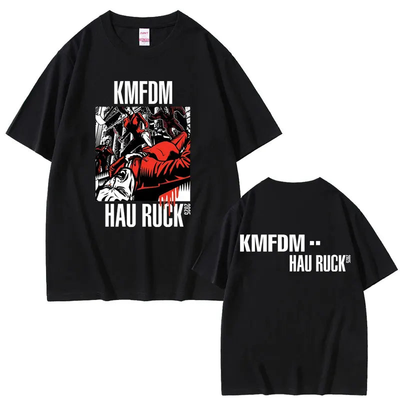 Rock Band Kmfdm Tour 97 Graphic Print T-shirt Summer Men Women Vintage Gothic Punk  Streetwear Male Casual Pure Cotton T Shirts
