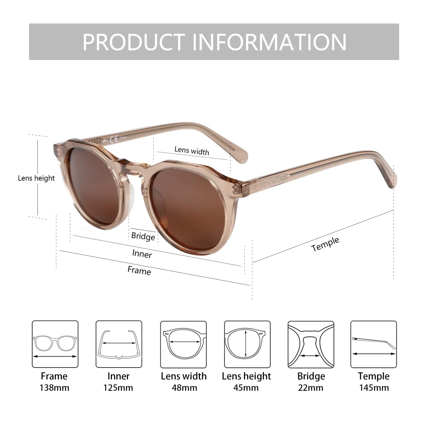 Vintage Round Polarized Sunglasses for Men Women UV400 Protection Sun Glasses