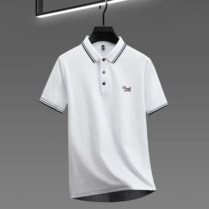 100% pure cotton summer new men's trendy shortsleeved luxury customized business casual polo shirt designer brand badge T-shirt