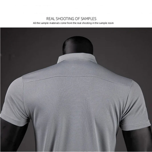 Polo Shirt Men Casual Solid Breathable Shirt Summer Sportswear Quick Dry Jerseys Tops Camisa Polo Shirts Reflective Strip Sleeve
