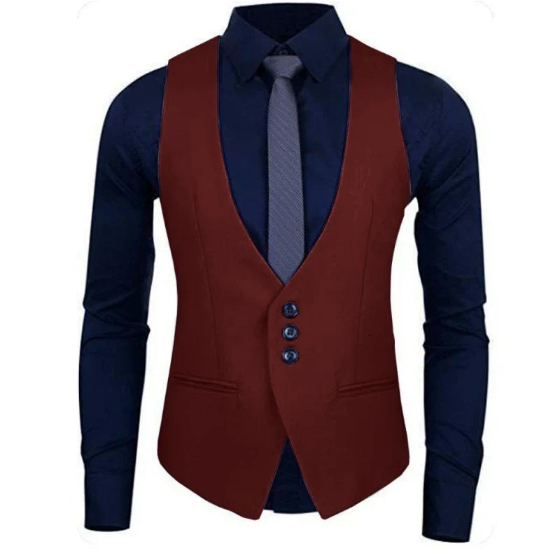 Men Vest White Solid Color Single Button Waistcoat For Wedding Business Banquet Work Formal Casual Men Suit Vest