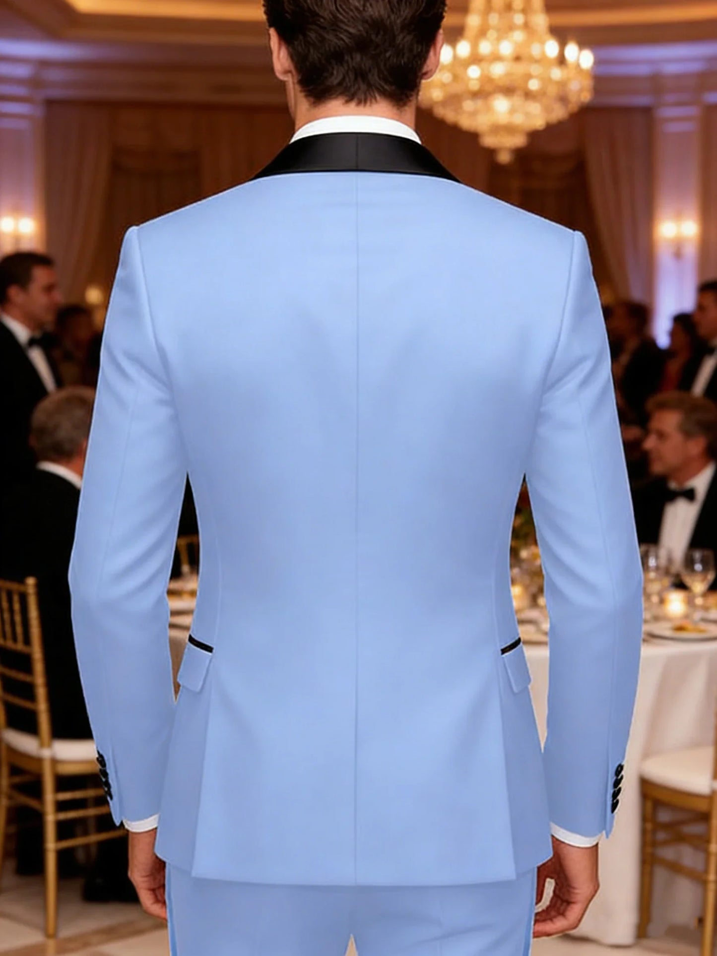 Men's 3 Pieces Shawl Collar Suits Blazer Vest Pants Slim Fit Tuxedo Suit Set One Button Formal  Jacket for Wedding Prom Party