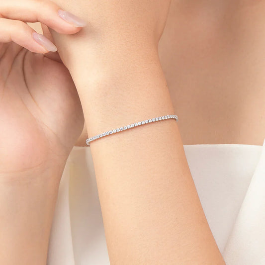 Bracelet en Argent Sterling 925 avec Zirconiums Clairs Scintillants pour Femme, Mariage, Fiançailles, Bijoux Fins, Anniversaire, Cadeaux pour Épouse et Maman