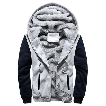 New Men's Hoodies Jacket Winter Thick Warm Fleece Zipper Hoodies Coat Casual Tracksuit Sportwear Male Sweatshirts M~ 5XL
