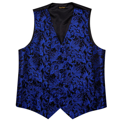 Mens Royal Blue Red Bronwn Orange Vest Tie Hanky Cufflinks Set Paisley Waistcoat Sleeveless for Male Wedding Busniess