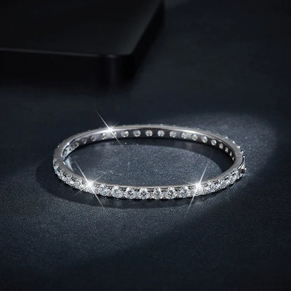 D VVS1 Full 4mm Moissanite Bangles GRA Certified s925 Sterling Sliver Plated 18k Bracelets for Women Party Gift Jewelry