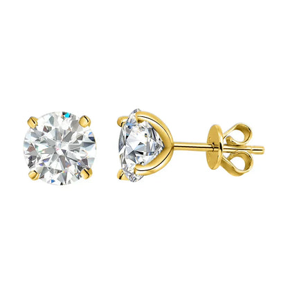 4-prong Set Brilliant Cut Moissanite Stud Earrings 925 Sterling Silver D Color VVS1 Solitaire Diamond Ear Studs with Certificate