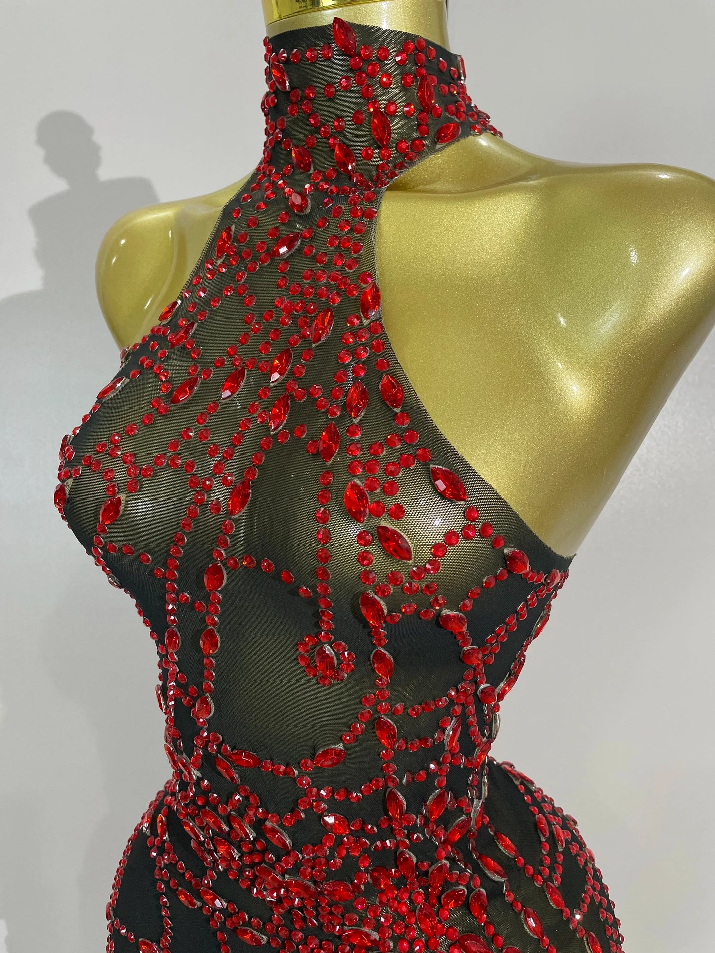 STOCK Sparkly Diamond Sexy Mesh Asymmetric Bodycon Mini Dress Women Nightclub Bar Party Show Gogo Dancer Clothing Stage Costume