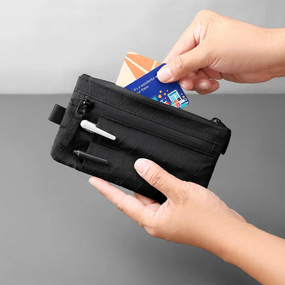 Porte-cartes de crédit RFID Hommes Portefeuilles Luxe Nylon Porte-monnaie mince Étui à clés à glissière Homme Sac tactique Porte-monnaie avec mousqueton