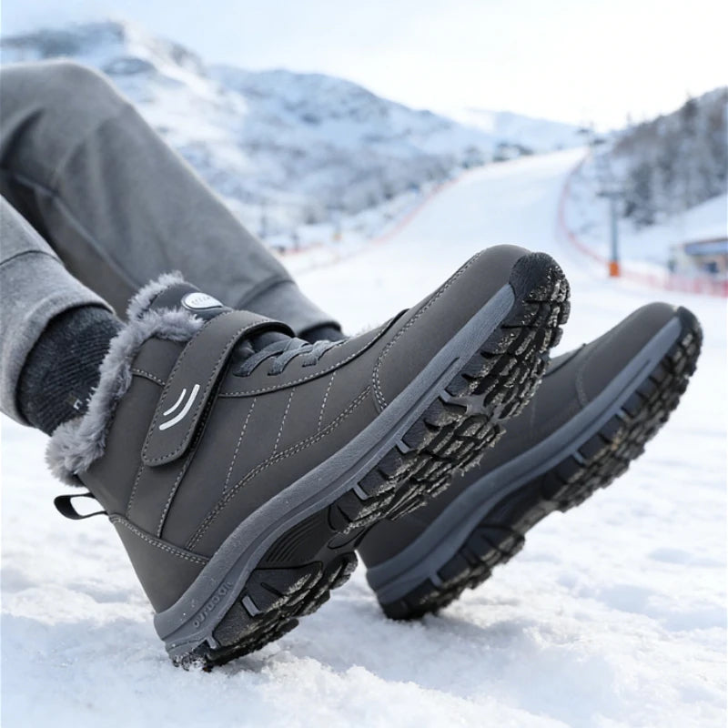 Snow Boots for Men Casual Winter Shoes Platform Non-slip Warm Fur Ankle Boots Plush Combat Outdoor Hiking Motorcycle Boots 2025