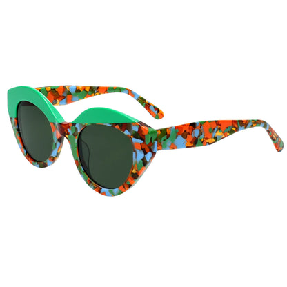 Handmade Feel Retro Glasses Asymmetric Cat Acetate Frame UV400 for Women Polarized Unique Lightweight Fit