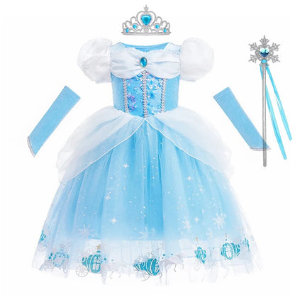Cinderella Dress Kids Halloween Party Girls Princess Cosplay Costume Dress Up Carnival Christmas Fancy Children Clothing