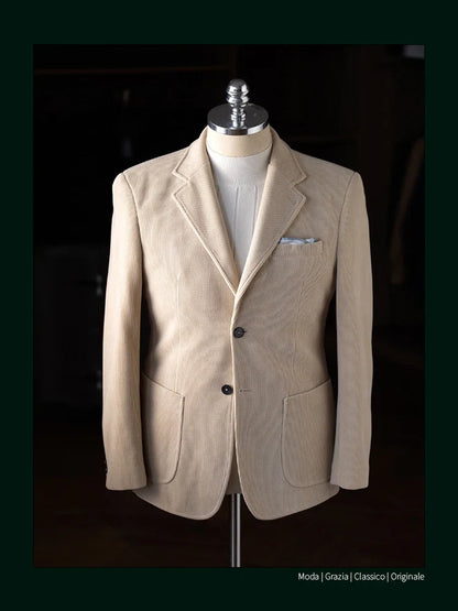 High-Quality Corduroy Men Suits 1 Pieces Classic Casual Single Breasted Groom Tuxedos Tailor Made Jackets Male Blazers Costume