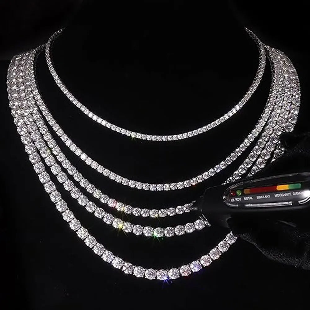 GRA Certified Moissanite Tennis Necklace 2/3/4/5/6.5mm Solid 925 Sterling Silver Diamond Tennis Necklaces for Women Man
