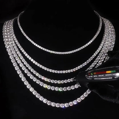 GRA Certified Moissanite Tennis Necklace 2/3/4/5/6.5mm Solid 925 Sterling Silver Diamond Tennis Necklaces for Women Man