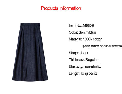 Women's Washed Jeans Baggy Skirt Pants Ladies 2026 Spring Summer Casual High Waist Vintage Denim Pants Woman Clothes M9809