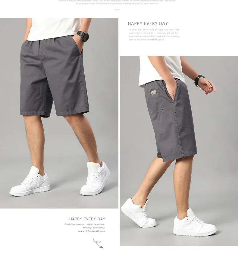 Mens Elastic Waist Casual Shorts Quick Dry Sweat Shorts Relaxed Fit Work Shorts Loose Casual Cotton Running  Short