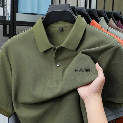 Luxury brand polo shirt short sleeved letter printed men's top summer 100% cotton comfortable breathable casual lapel T-shirt