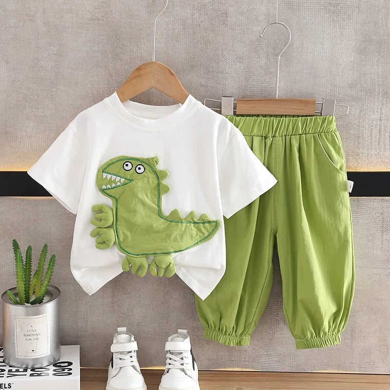 New Summer Baby Boys Cartoon Short Sleeve T-shirt+Shorts Sets Infant Kids Fashion Clothing Outfits Children Clothes Sports Suits