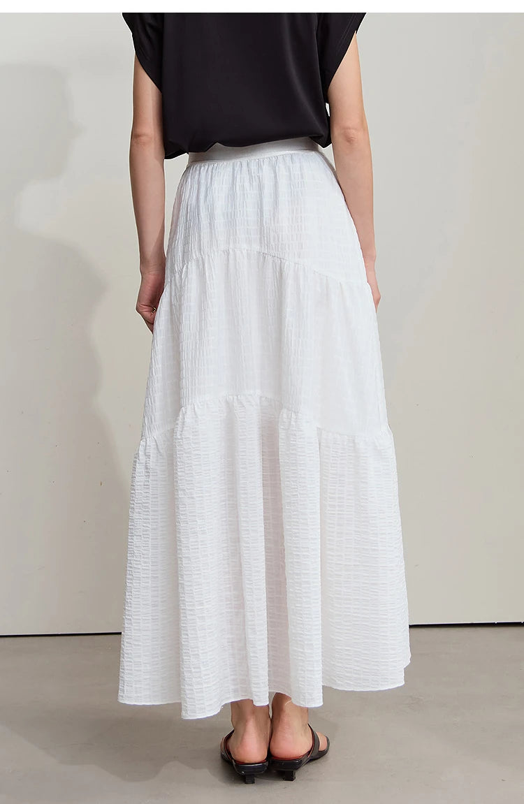 Minimalist Casual Halter Skirt Women 2025 Summer New Office Lady Solid Color Pockets Loose A line Cake Long Skirt 12542072